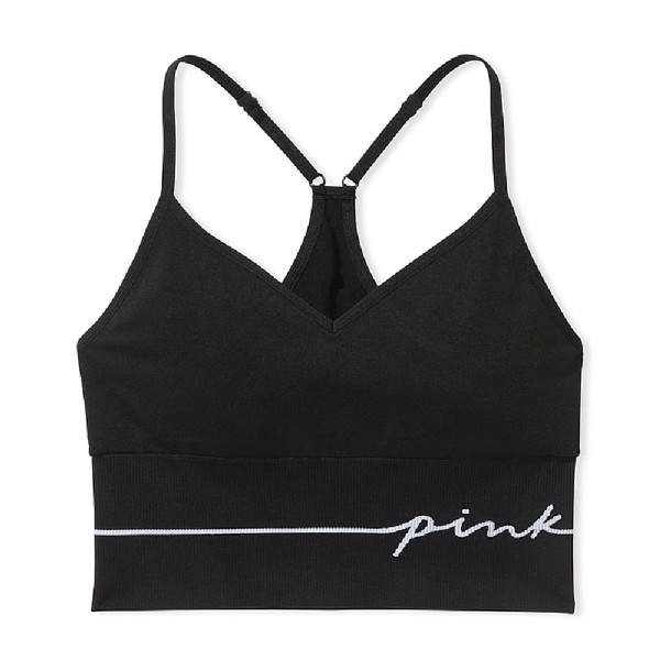 Спортивный топ Victoria's Secret Pink Seamless Scoop Neck, черный