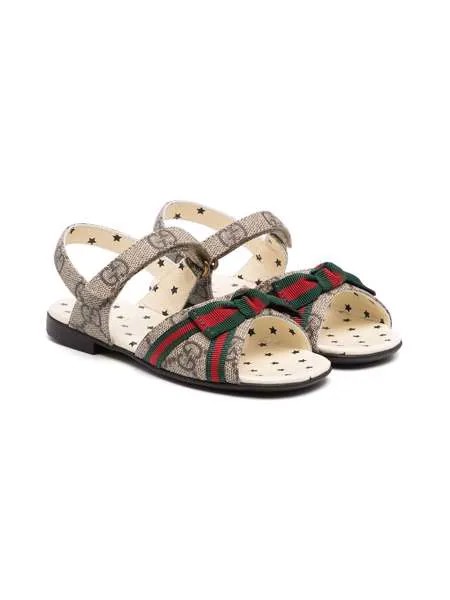 Gucci Kids сандалии на липучках с отделкой Web