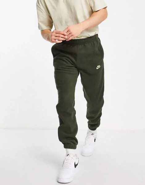 Флисовые джоггеры цвета хаки с манжетами Nike Sportswear Sport Essentials-Зеленый цвет