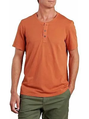 ВИНС. Мужская оранжевая рубашка Heather с коротким рукавом Slim Fit Stretch Henley XL