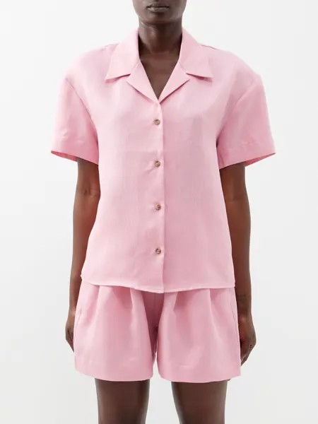 Льняная рубашка «прага» с короткими рукавами Asceno, розовый
