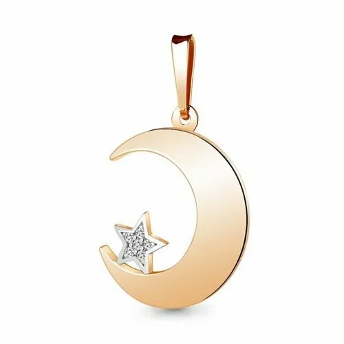 Подвеска GOLD CENTER, красное золото, 585 проба, фианит