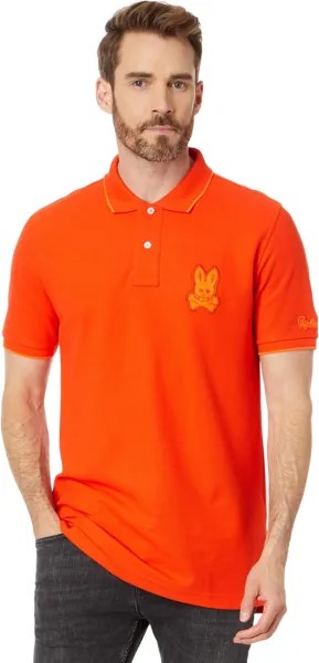 Рубашка-поло Cleveland Chainstitch Pique Polo Psycho Bunny, цвет Tangerine Tango