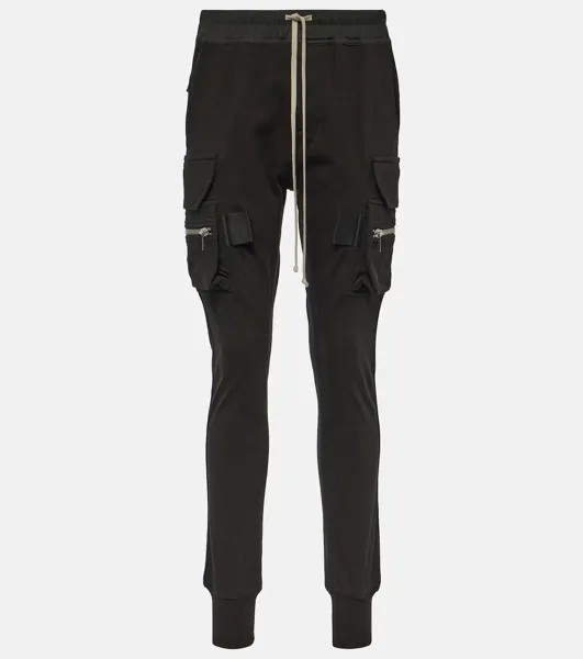 Узкие брюки-карго из хлопка с высокой посадкой Rick Owens, черный