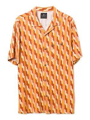 JUNK FOOD Мужская повседневная рубашка на пуговицах с коротким рукавом Alexei оранжевого цвета с геометрическим рисунком XL