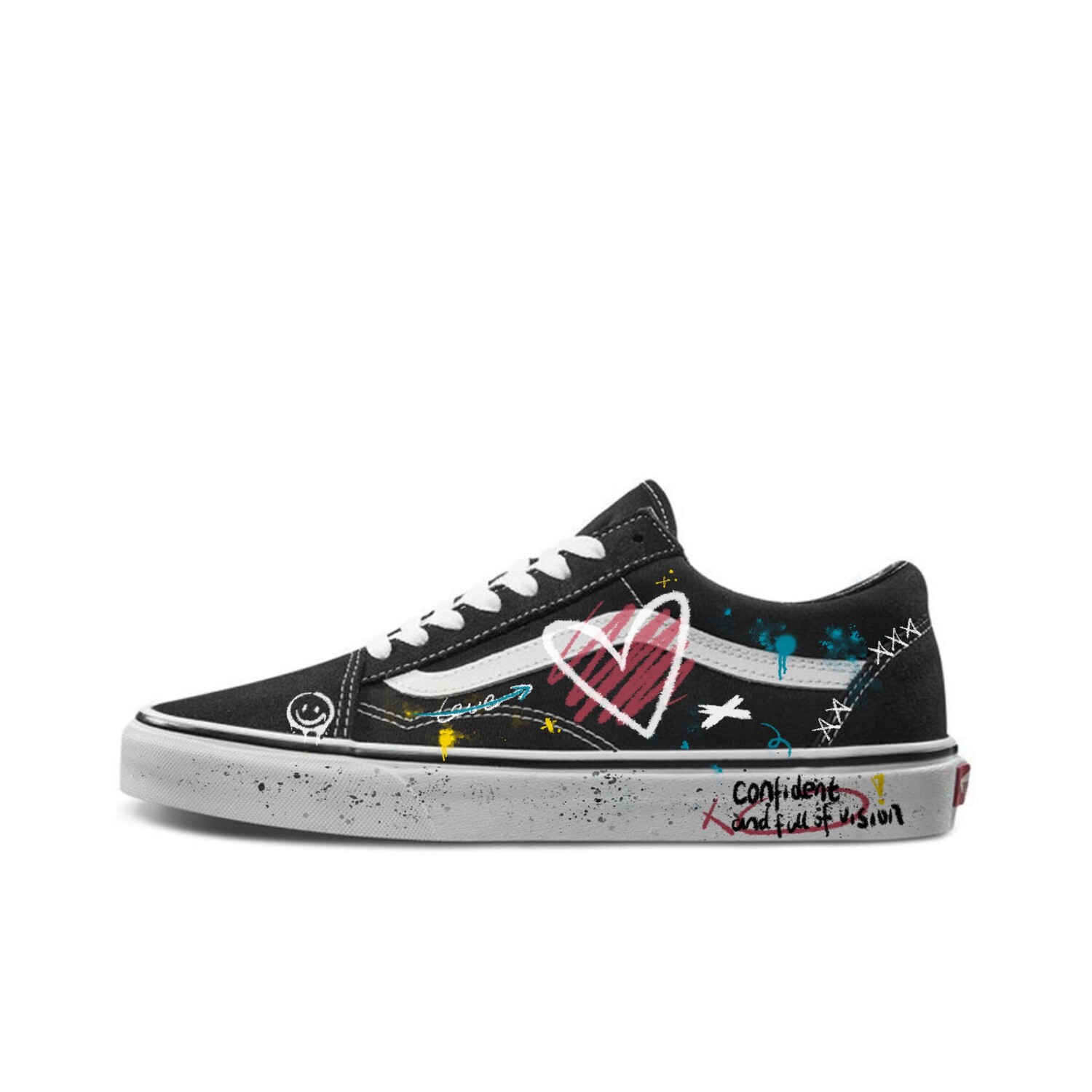 Кроссовки Vans Old Skool Skateboarding Shoes Unisex Low-top Black/white/yellow/pink/blue, черный