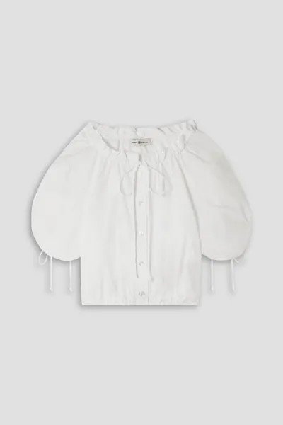 Блуза из хлопкового поплина со сборками Tory Burch, белый