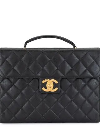 Chanel Pre-Owned стеганый портфель Jumbo с логотипом CC