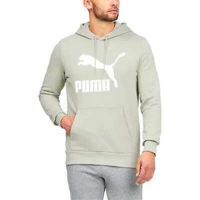 Puma Classics Logo Pullover Hoodie Mens Green Повседневная верхняя одежда 53330333