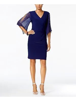MSK Женское темно-синее вечернее платье-футляр длиной выше колена с рукавами-колокольчиками M