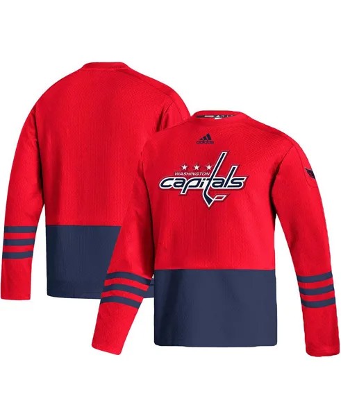 Красный мужской свитер с логотипом washington capitals aeroready pullover sweater adidas, красный