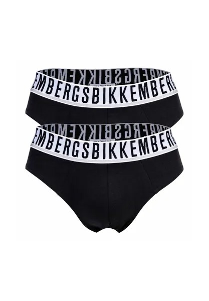 Мужские трусы, 2 шт. - BI-PACK BRIEFS, эластичный хлопок, пояс с логотипом BIKKEMBERGS, черный