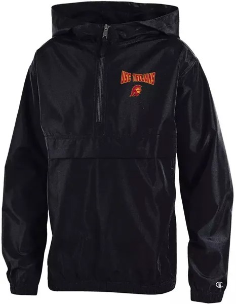 Черная компактная куртка-пуловер на молнии 1/4 Champion Youth USC Trojans