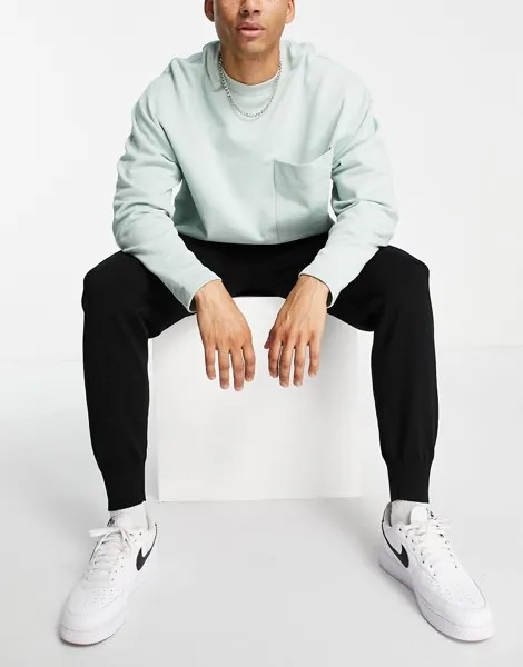 Черные джоггеры из хлопкового трикотажа от комплекта ASOS DESIGN-Черный цвет