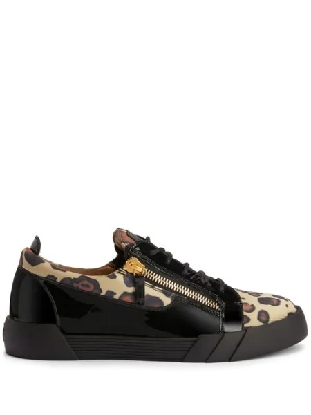 Giuseppe Zanotti кеды Frankie с леопардовым принтом, нейтральный цвет