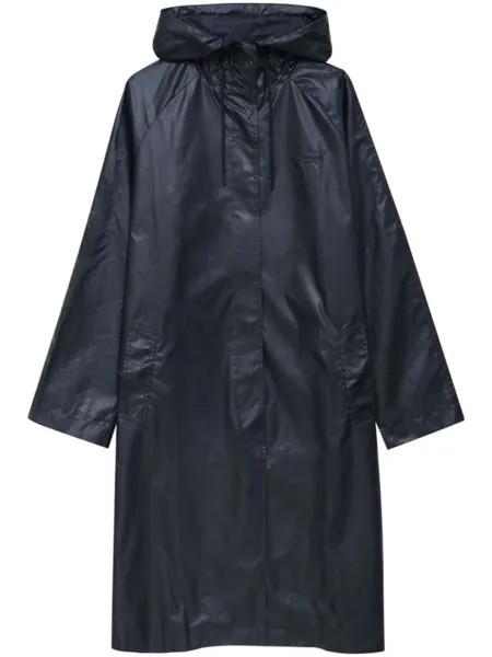 ANINE BING logo-embroidered hooded raincoat, синий