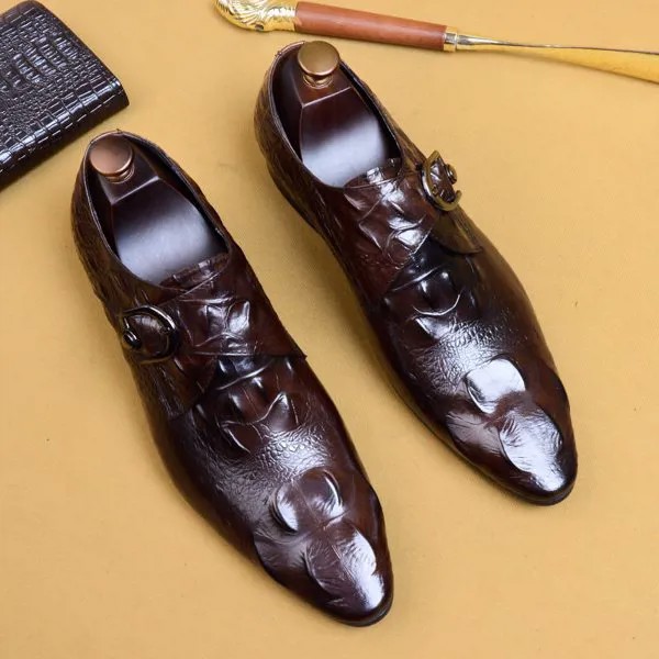 Туфли мужские из натуральной кожи с острым носком, Крокодиловая Кожа, заостренный носок, дизайнерские вечерние туфли под костюм, британский стиль, размеры 38-46