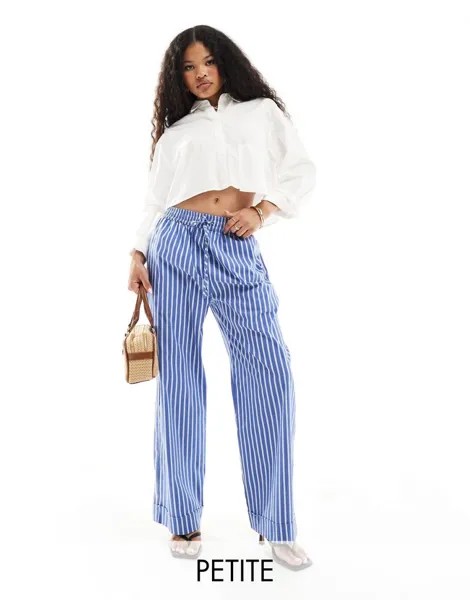 Голубые брюки в полоску из поплина River Island Petite