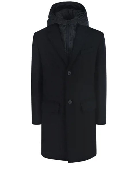 Черное пальто с капюшоном Fendi детское