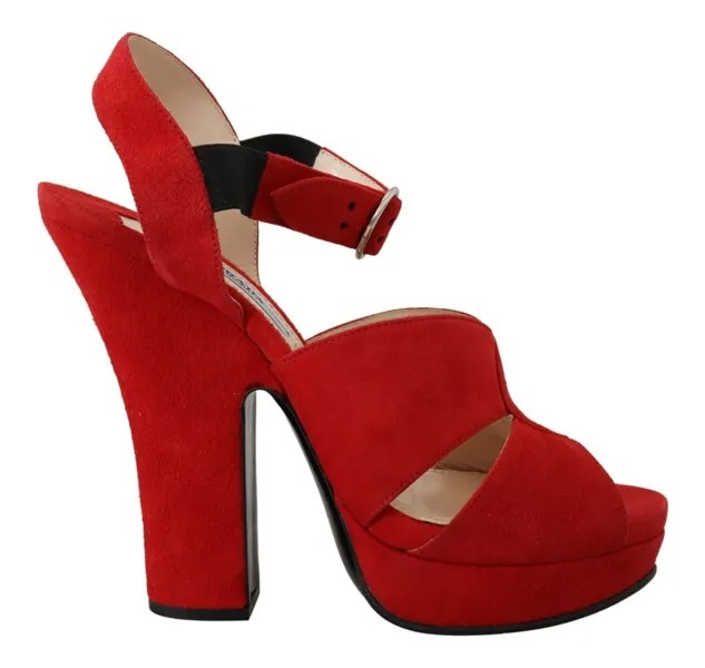 PRADA Shoes Красные замшевые кожаные сандалии на каблуке с ремешком на щиколотке EU37 / US6,5 Рекомендуемая розничная цена 1200 долларов США