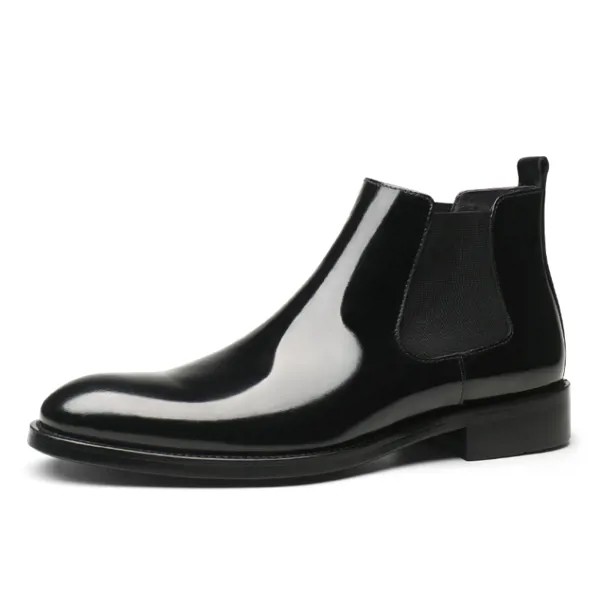 Модные черные формальные мужские туфли, лакированные кожаные ботинки челси, мужские ботильоны