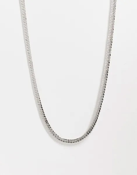 Тонкое серебристое ожерелье-цепочка с плоским плетением ASOS DESIGN-Серебристый