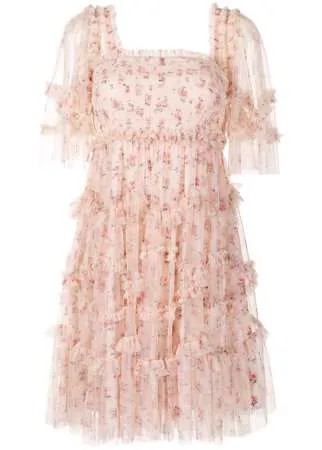 Needle & Thread платье мини Bijou Rose со сборками