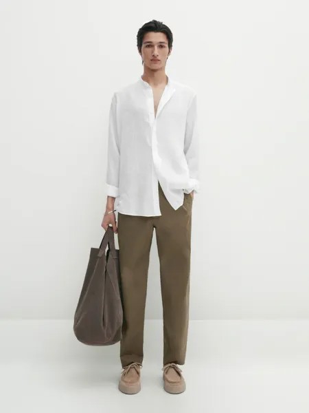 Брюки-Джоггеры из поплина Massimo Dutti, хаки