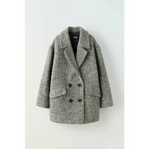 Пальто Zara, размер 164, серый, черный
