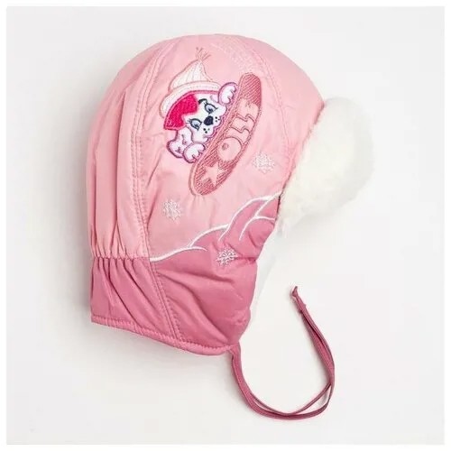 Шапка Рики борд для девочки, цвет светло-розовый/брусника, размер 48