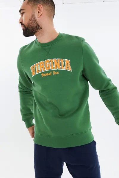 Толстовка Varsity Style с круглым вырезом Threadbare, зеленый