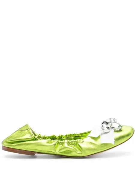 Casadei кожаные балетки Queen Bee, зеленый