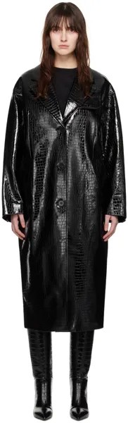 Черное пальто из искусственной кожи Haylo Stand Studio