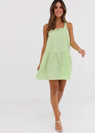 Хлопковый сарафан-трапеция мини ASOS DESIGN-Зеленый