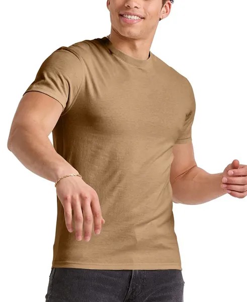 Мужская хлопковая футболка Originals с коротким рукавом Hanes, цвет Acorn Brown
