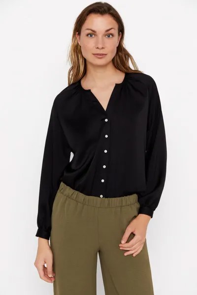 Струящаяся блузка с круглым вырезом Cortefiel, черный