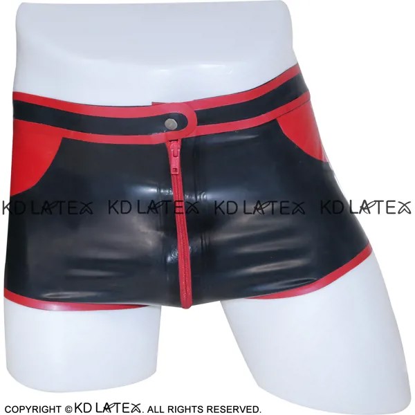 Черные и сливовые красные военные сексуальные латексные боксеры шорты на молнии с имитацией карманов резиновые шорты трусы