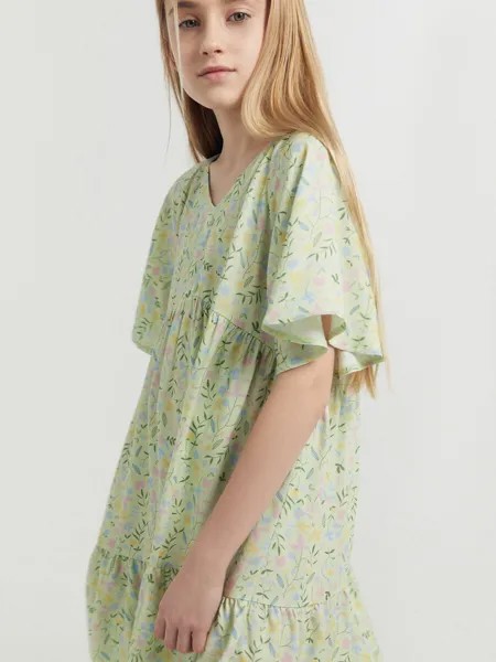 Платье для девочек светло-зеленое с цветами