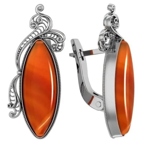 Серьги с 2 сердоликами из серебра 361583-SR