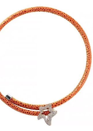 Колье из серебра 925 пробы с фианитами и кожей 84N0005OR_KL_KJ_001_WG ELEMENT47, длина 40 см.