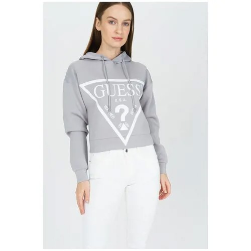 Укороченное худи с принтом GUESS JEANS O1GA29KAMN2G9L2 Серый 46