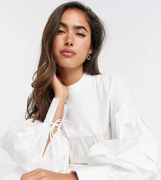 Свободная блузка с завязками на рукавах Fashion Union-Белый