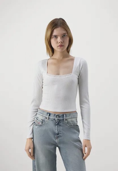 Футболка с длинными рукавами Cozy Ribbed Lace Trim Square-Neck Top Hollister Co.