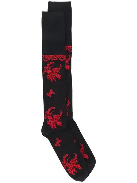 Simone Rocha длинные жаккардовые носки с цветочным узором