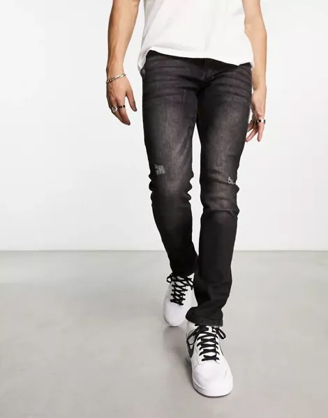 Черные выцветшие джинсы узкого кроя Bolongaro Trevor