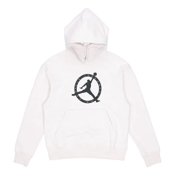 Толстовка Men's Air Jordan x OFF-WHITE Crossover Logo Embroidered Fleece Stay Warm Pullover Hooded Sports Asia Edition White, белый