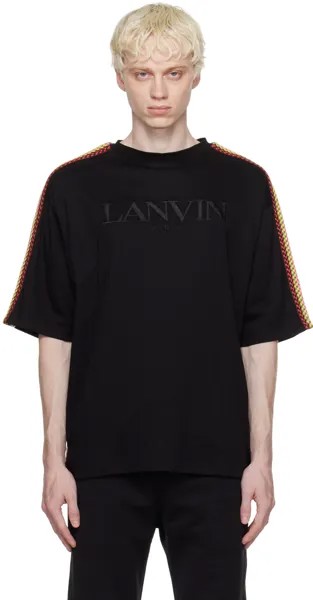 Черная футболка с бордюром по бокам Lanvin