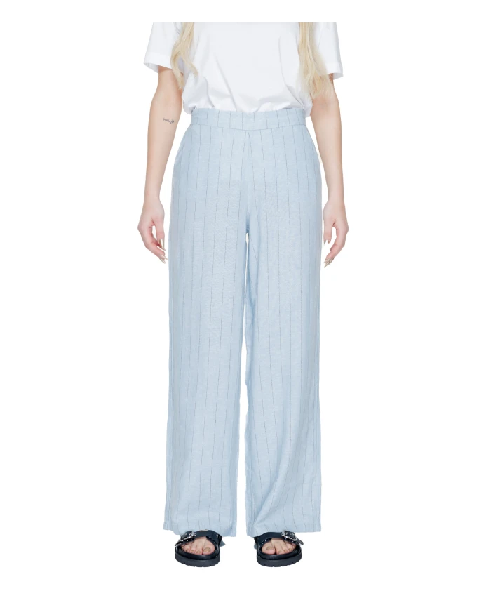 Льняные брюки палаццо в широкую полоску Vero Moda, синий