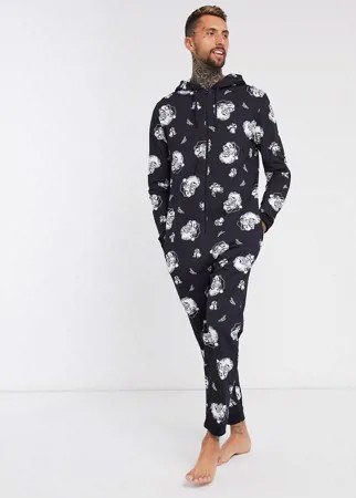 Новогодний кигуруми для дома с принтом в виде Санта-Клауса ASOS DESIGN-Синий