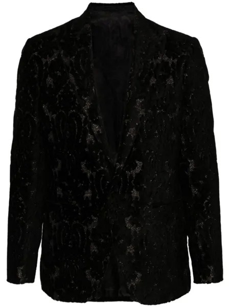 ETRO однобортный пиджак в технике деворе, черный
